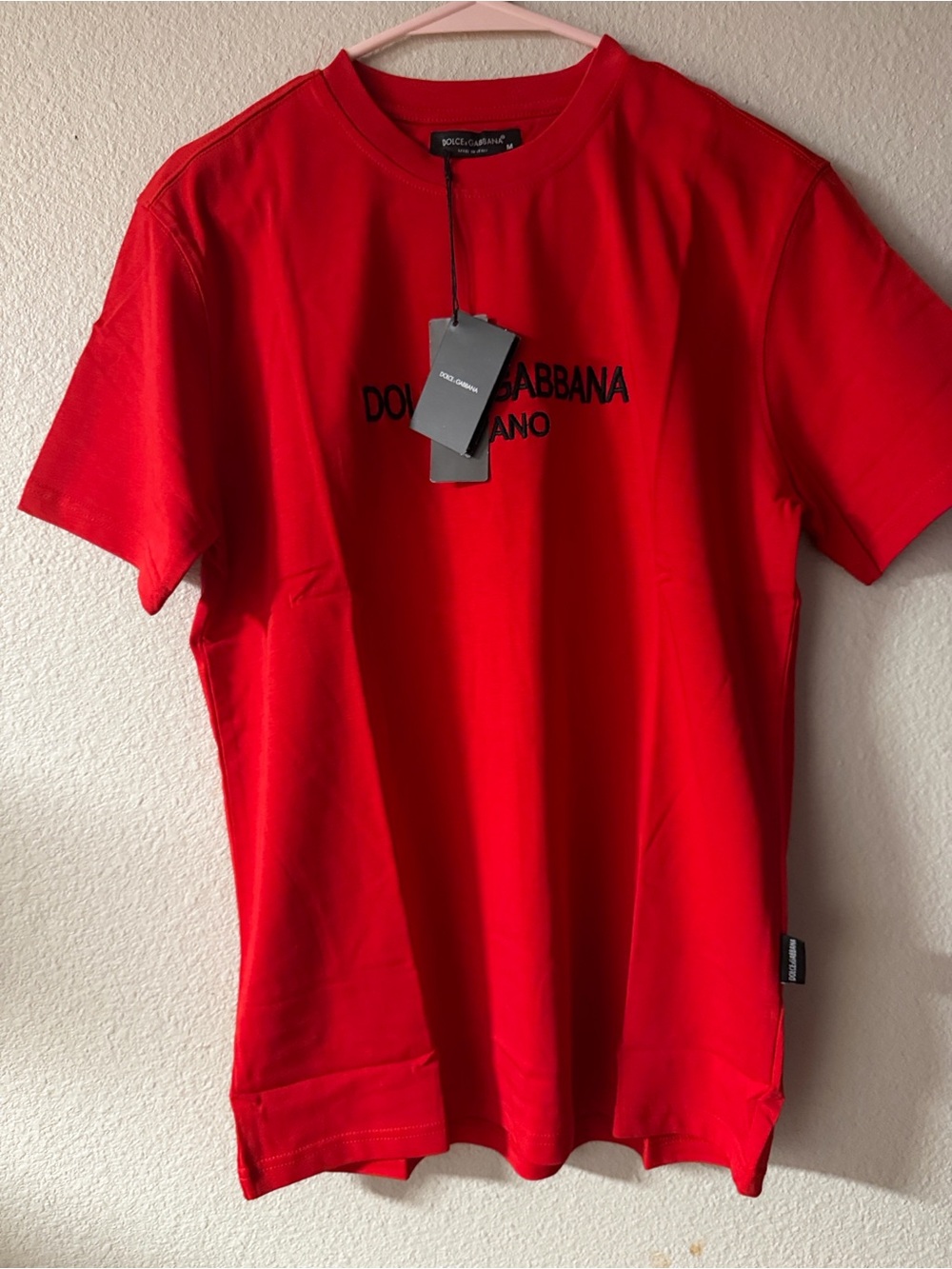 Dolce & Gabbana Red Logo Short Sleeve Crewneck Tee